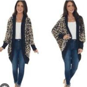 First love leopard print open front cardigan XL